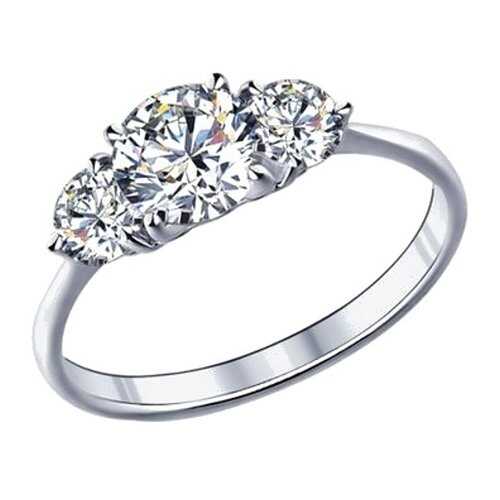 Кольцо женское SOKOLOV из серебра с фианитами 89010004 р.15.5 в Black Star Wear