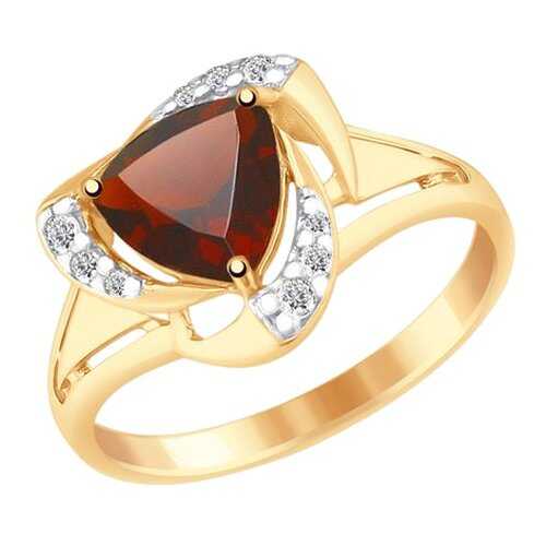 Кольцо женское SOKOLOV из серебра с гранатом и фианитами 92011492 р.16.5 в Black Star Wear