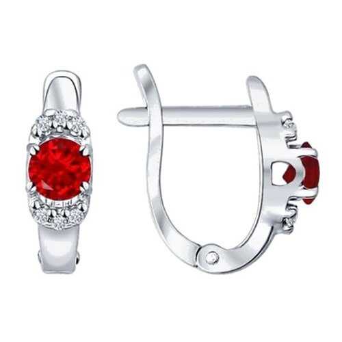 Серьги SOKOLOV из серебра с корундами рубиновыми и фианитами 84020016 в Black Star Wear