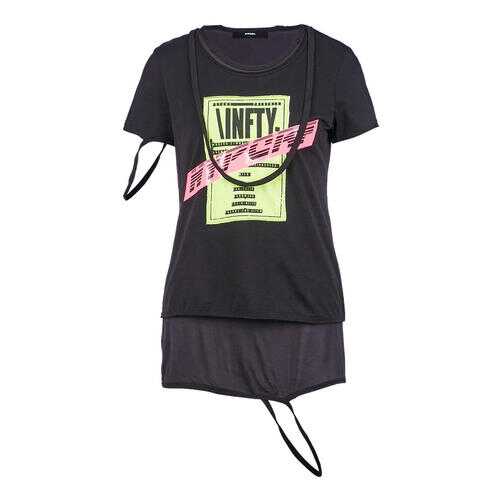 Футболка женская DIESEL 00SQYL 0LATH 9XX черная/зеленая/розовая XXS в Black Star Wear